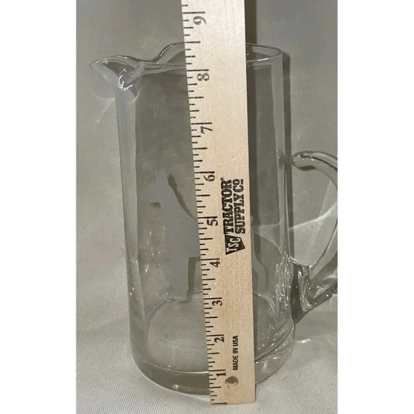 Doberman Pincher Etched Glass Pitcher With Handle Dog‎ Puppy 8 Inch Tall